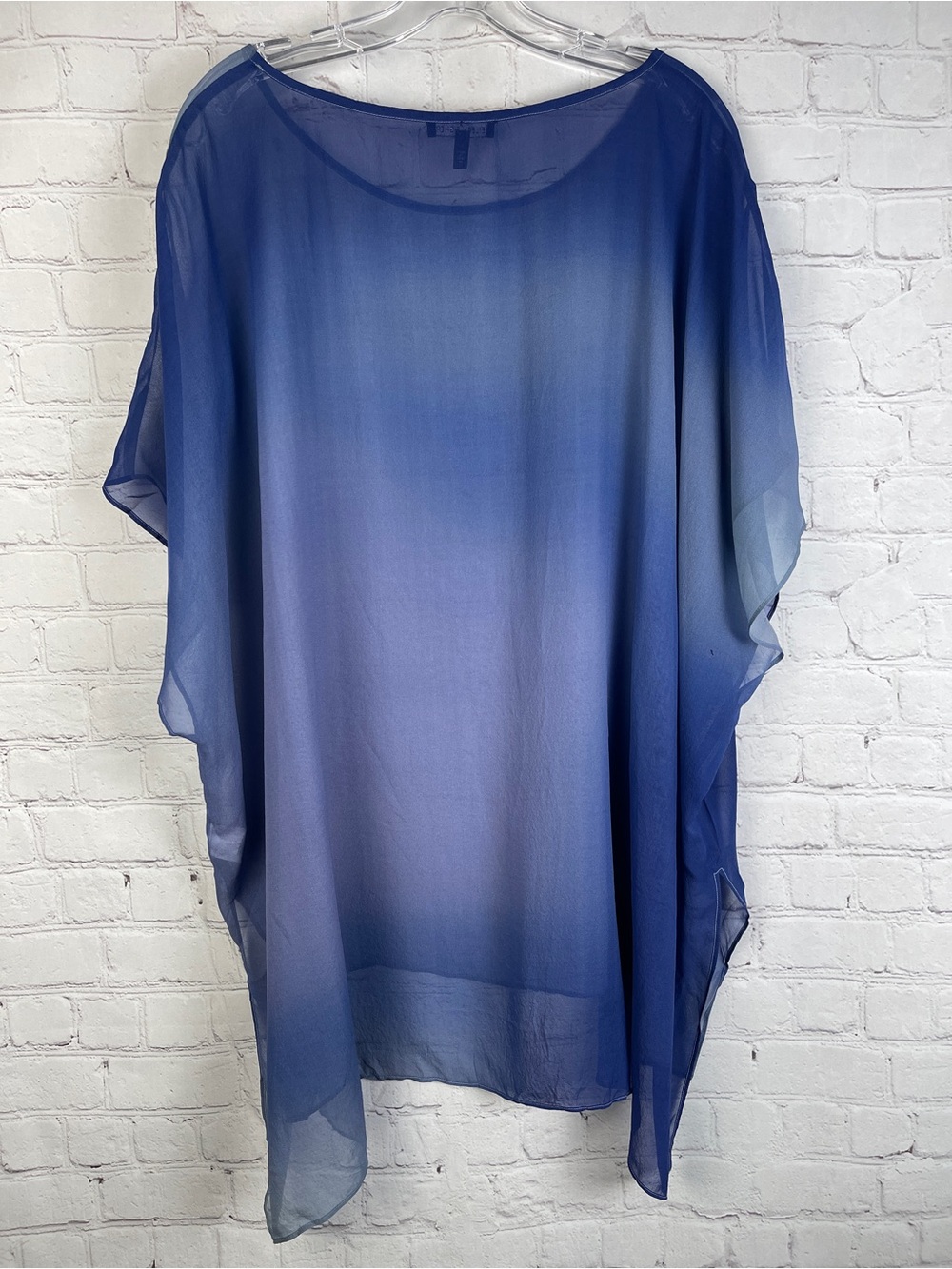 EILEEN FISHER sheer blue ombre lightweight flowy 100% silk tunic top, size XL - Picture 3 of 13